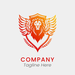 lion wing logo design icon template