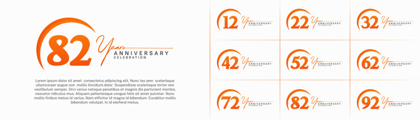 Set of Anniversary Logotype orange color can be use for special day celebration