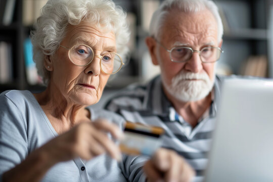 Elderly Couple Examining Laptop Screen