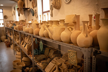 Variety of pottery products in the pottery shop in Manama Bahrain