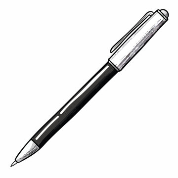Simple black and white writing pen icon cartoon 