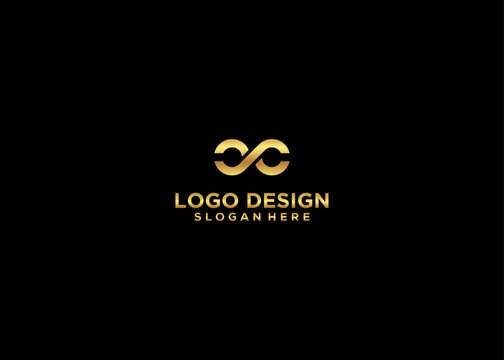 Logo C monogram modern letter, CC mockup elegant business card emblem, overlapping lines symbol