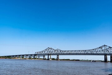 Crescent City Connection Bridge over the Mississippi River in New Orleans, LA