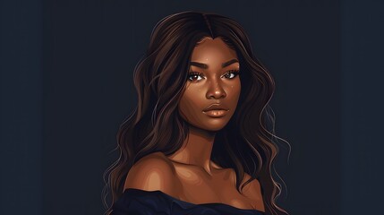 Fototapeta premium illustration of Stylish black Teen Girl Graduation Portrait, in Elegant Velvet Drape