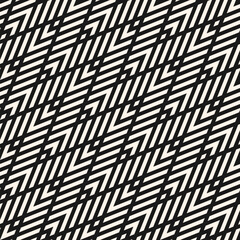 Geometric line seamless pattern. Vector chevron texture. Black and white zigzag stripes, grid, diagonal lattice, mesh. Modern simple abstract monochrome background. Repeated design for decor, print