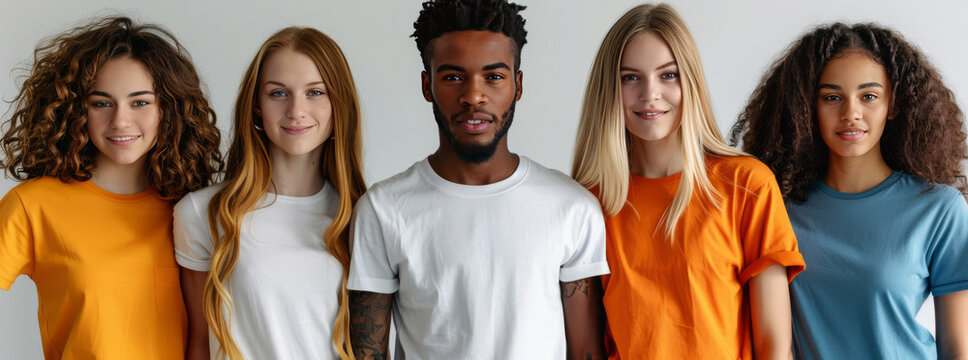 a website banner for a custom t-shirt company, white background,generative ai