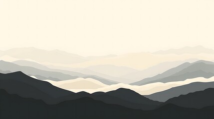A Minimalist Panoramic View of Mountain Serenity