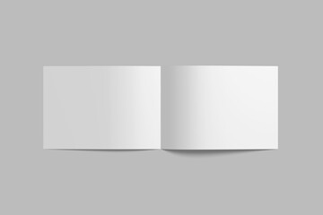 Single opened landscape bifold brochure mockup