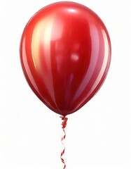 Red Helium Balloon on White Background