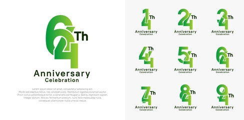 anniversary logotype vector design with green and black color for celebration moment