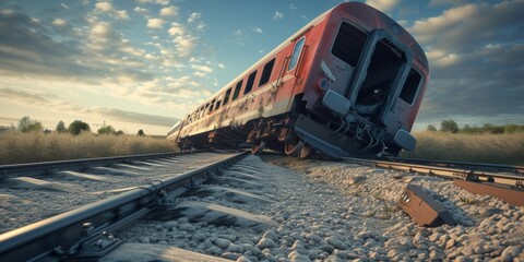 Accident on the railway tracks, the train went off the rails, tragedy, Generative AI.