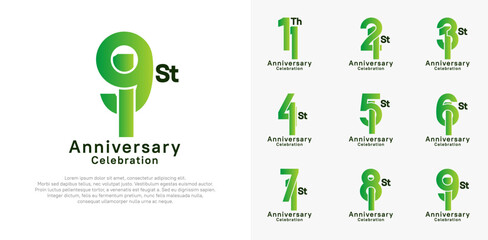 anniversary logotype vector design with green and black color for celebration moment