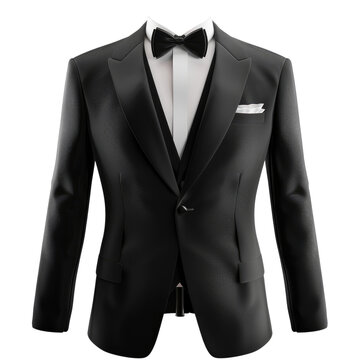 black tuxedo suit for mockup, cutout, png isolated transparent background