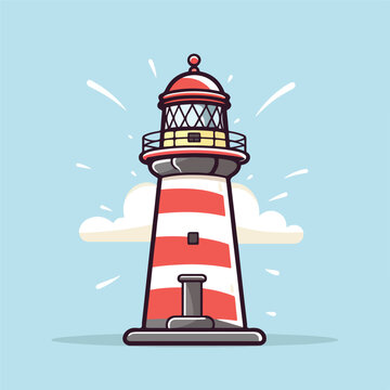 Striped lighthouse icon image cartoon vector 