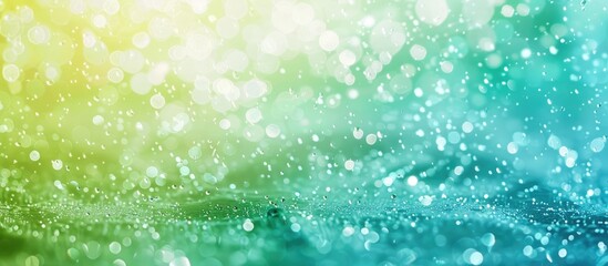 Abstract Background in Light Blue and Green with Blurred Raindrops and Glitter Sparkle. Futuristic Design Element for Advertising and Booklets. - obrazy, fototapety, plakaty