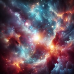 Starry Night Abstract Nebula and Galaxies Background