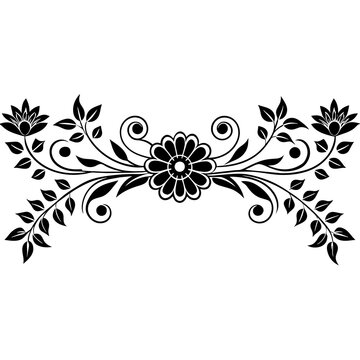 set off wedding decorative floral line divider silhouette vector art Illustration