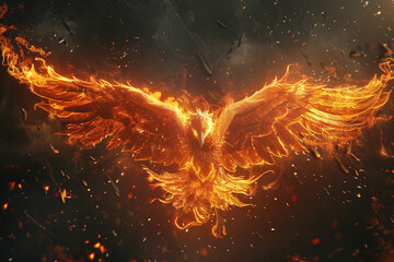 Fototapeta na wymiar fantasy picture of a burning phoenix