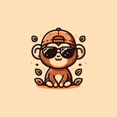 Hipster Monkey in Glasses Digital Illustration