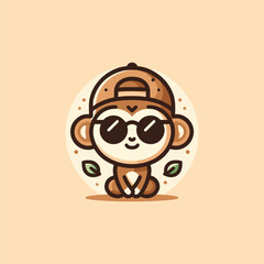 Trendy Monkey with Eyewear Vector Graphic