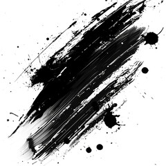 Naklejka premium Dynamic black paint smear with splatter, cut out - stock png.