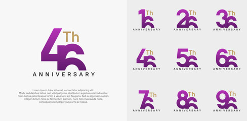 anniversary logotype vector design set purple and gold color can be use for celebration day