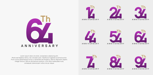 anniversary logotype vector design set purple and gold color can be use for celebration day