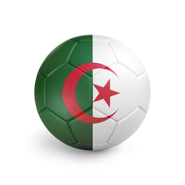 recommend clip art: Soccer ball with Algeria team flag, isolated on white background