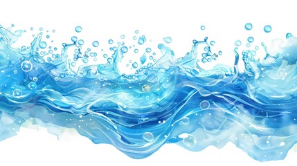 Beautiful transparent cosmetic blue gas bubbles water. AI generated image