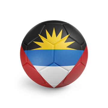 recommend clip art: Soccer ball with Antigua and Barbuda team flag, isolated on white background