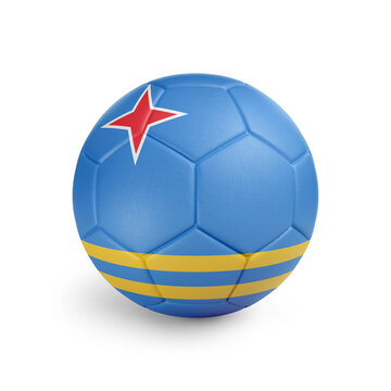 recommend clip art: Soccer ball with Aruba team flag, isolated on white background