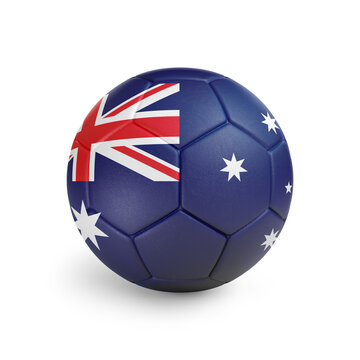 recommend clip art: Soccer ball with Australia team flag, isolated on white background