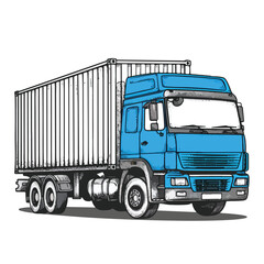 Truck container shipping cargo outline cartoon 