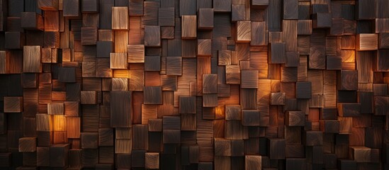The building facade resembles a wooden wall with a pattern of squares, creating an artistic element in the city landscape