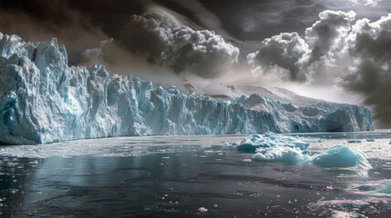 melting of the north pole, environmental issue of global warming - obrazy, fototapety, plakaty