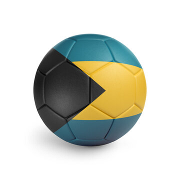 recommend clip art: Soccer ball with Bahamas team flag, isolated on white background