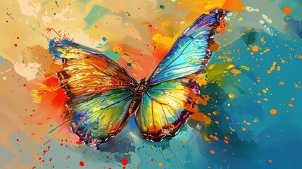 Abstract watercolor painted of butterfly insect flying. AI generated image
