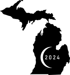 Solar Eclipse Pennsylvania 2024 Graphic Design with White Eclipse and Year