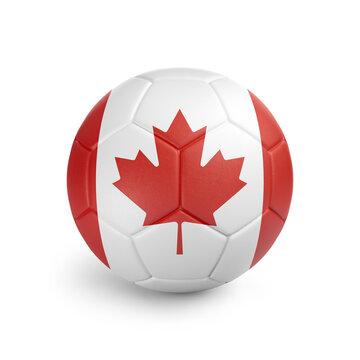 recommend clip art: Soccer ball with Canada team flag, isolated on white background