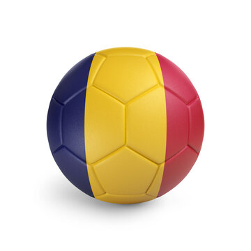 Soccer ball with Chad team flag, isolated on white background