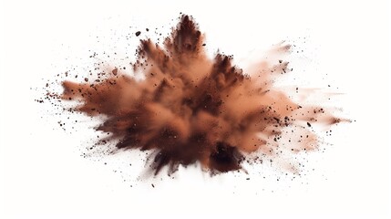 Coffee powder or chocolate powder explosion splashing isolated on white background