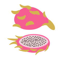 color isolated dragon fruit in flat style in vector. image of natural healthy eco food.template for logo sticker poster print decor design