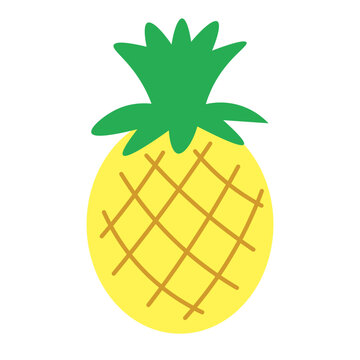 color isolated fruit pineapple in flat style in vector. image of natural healthy eco food.template for logo sticker poster print decor design