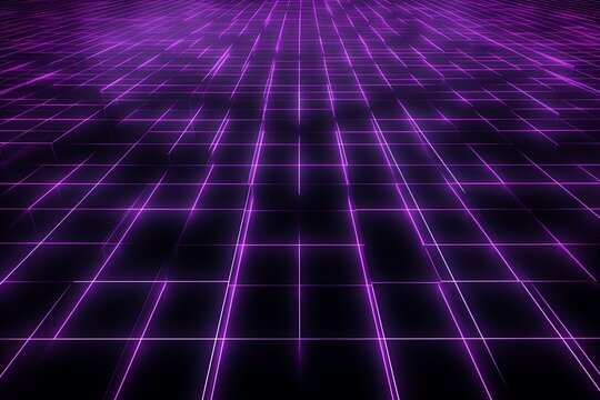 grid thin magenta lines with a dark background in perspective