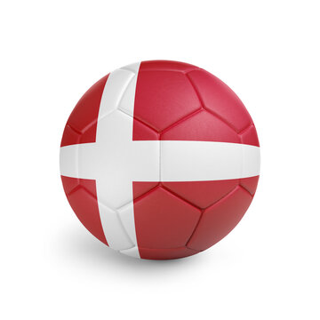recommend clip art: Soccer ball with Denmark team flag, isolated on white background