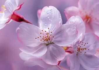 Fototapeta na wymiar Close-Up of Cherry Blossom Details. Generative AI.