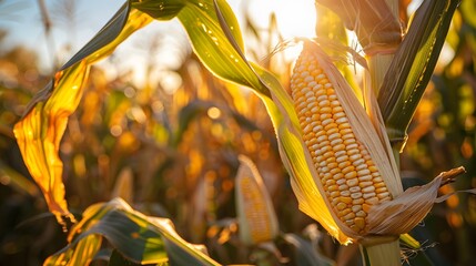 Corn on a cornfield - agriculture photo
