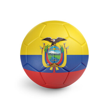 recommend clip art: Soccer ball with Ecuador team flag, isolated on white background