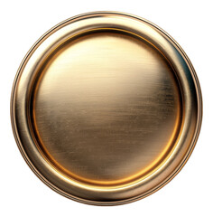 Radiant gold metal disc with reflective surface, cut out - stock png.