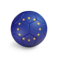 Soccer ball with European Union team flag, isolated on white background